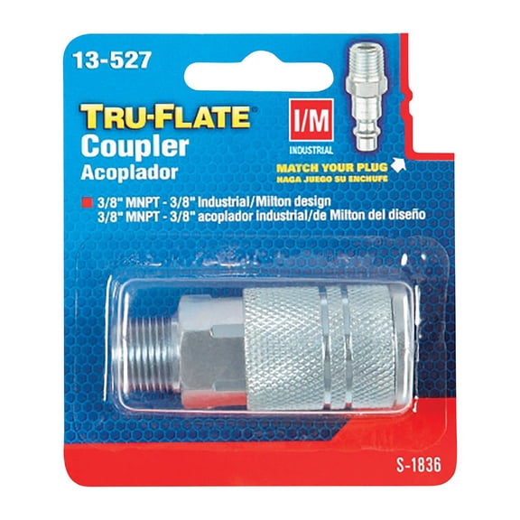 1 Pc, Tru-Flate Steel Quick Change Coupler 3/8 In. Male 1 Pc