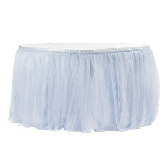1 Pc, Tulle Tutu 14Ft Table Skirt - Dusty Blue for Sparkling Ballerina-Inspired Party, Kid's Party, Bridal Shower, Quinceanera, and Wedding Reception