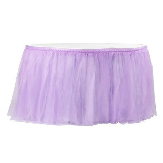 1 Pc, Tulle Tutu 17Ft Table Skirt - Lavender for Sparkling Ballerina-Inspired Party, Kid's Party, Bridal Shower, Quinceanera, and Wedding Reception