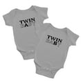 thumbnail image 1 of 1 Pc Twin Baby A/B Baby Girls Boys Bodysuit Short Sleeves Jumpsuit (Gray, 0-3M), 1 of 5