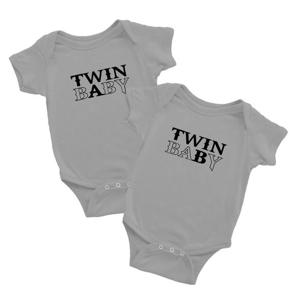 1 Pc Twin Baby A/B Baby Girls Boys Bodysuit Short Sleeves Jumpsuit (Gray, 0-3M)