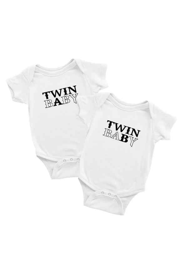 1 Pc Twin Baby A/B Baby Girls Boys Bodysuit Short Sleeves Jumpsuit (White, 3-6M)