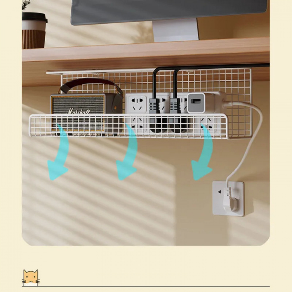 1 Pc Under-desk Cable Management Tray No-drill Power Cable Rack Box ...