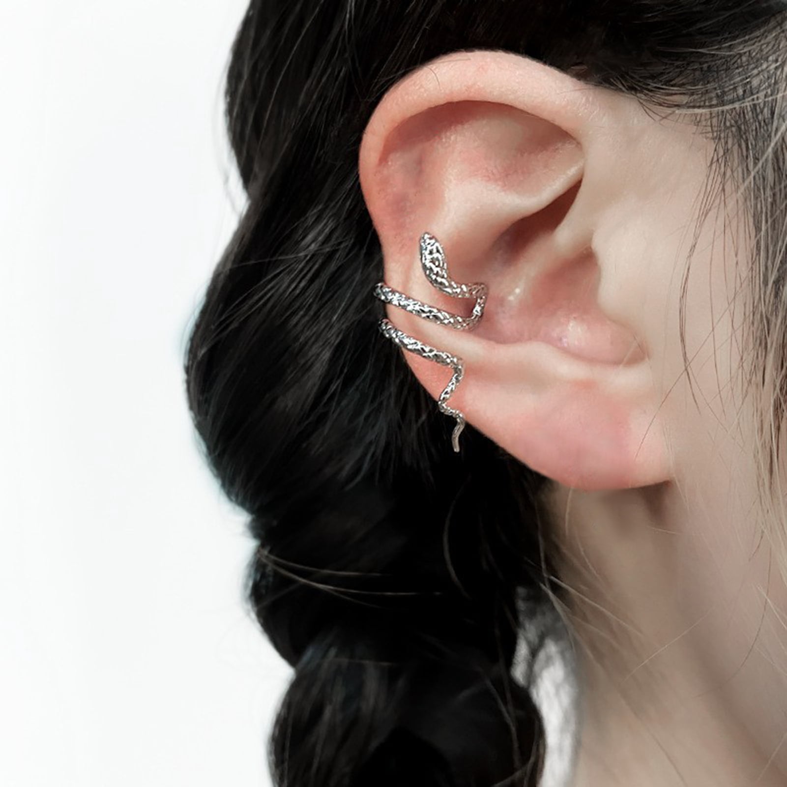 1 Pc Unisex Ear Clip Snake Shape Cubic Zirconia Decor Polished Alloy ...