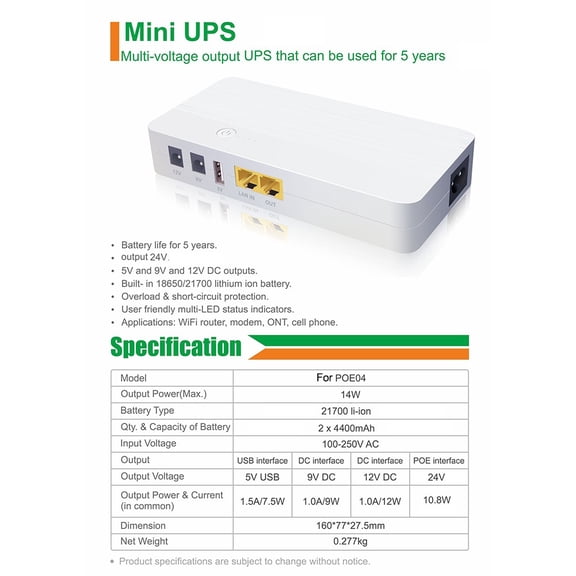 1 Pc Ups 8000Mah, Output 24V, 48V, Dc, 12V, 9V, 5V, Router Ups Universals Ups Backup Power Supply Routers And Cameras Tools