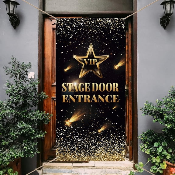1 Pc VIP Party Decorations Door Cover VIP Stage Door Entrance Door Banner Photography Background Star Party Supplies for Wedding Birthday Award Night Party 35.4x72.8 Inch Multi-color