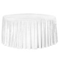 thumbnail image 1 of 1 Pc, Velvet 120" Round Tablecloth - White for Wedding, Winter Wonderland Theme, Holiday Celebration, Birthday Party, 1 of 1