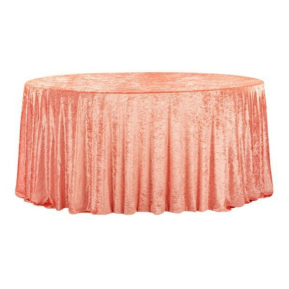 1 Pc, Velvet 132" Round Tablecloth - Coral for Wedding, Winter Wonderland Theme, Holiday Celebration, Birthday Party