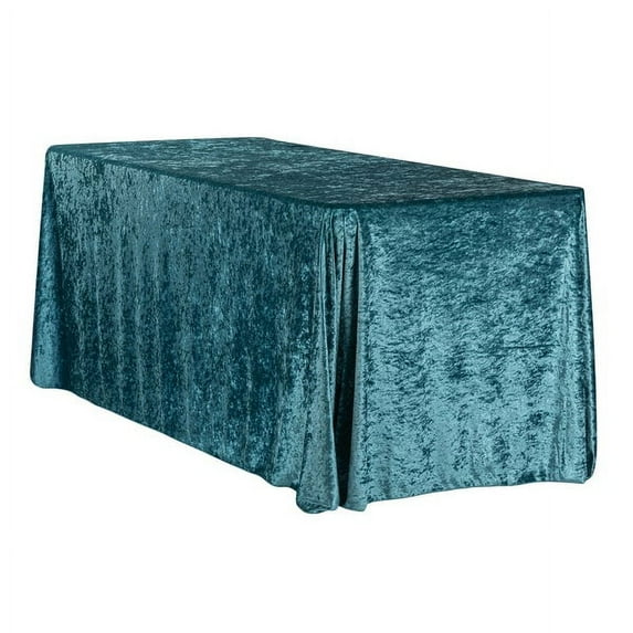 1 Pc, Velvet 90"X132" Rectangular Tablecloth - Dark Turquoise for Wedding, Events and Home Décor
