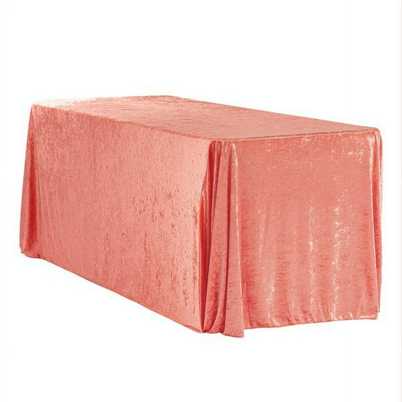 1 Pc, Velvet 90"X156" Rectangular Tablecloth - Coral for Wedding, Winter Wonderland Theme, Holiday Celebration, Birthday Party, and Ballroom Gala