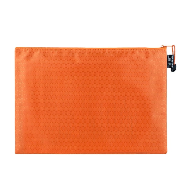 1 Pc Vibrant Orange Zipper File Bag, Letter Size Honeycomb Pattern Document Pouch, Waterproof Heavy Duty Oxford Fabric Storage Bag