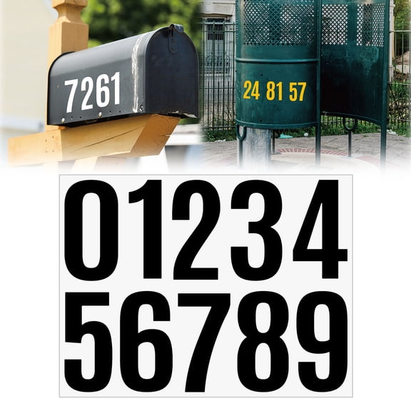 1 Pc Vinyl Mailbox Number Decals Waterproof Large Stick On Numbers Vinyl Number Stickers Mailbox Numbers for Outside Multi Self-Adhesive House Numbers for Wall Plate, 11.4"x8.7", Numbers black