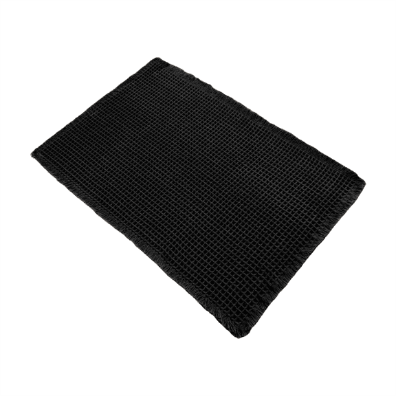 1 Pc Waffle Bath Mat for Bathroom Tub, Black Boho Non Slip Dry Fast Ultra Soft Bathroom Runner Rug, Rubber Backed Super Absorbent for Kitchen Floor Bathtubs Shower, 16.93x23.62 Inch, Black