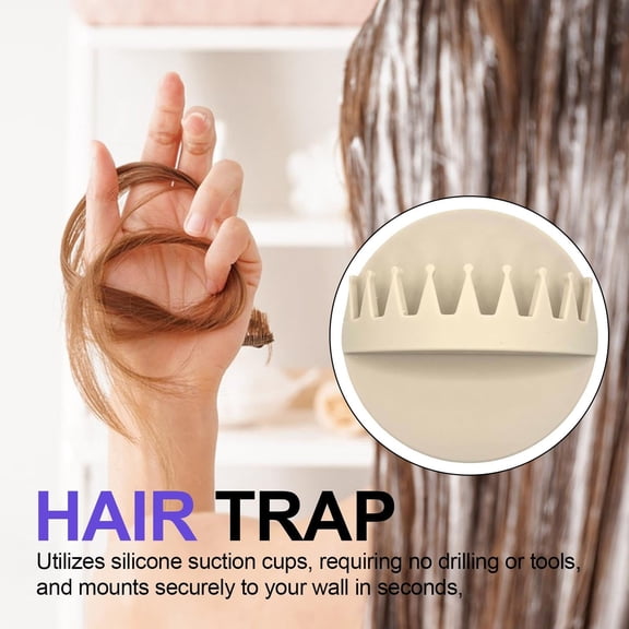 1 Pc Wall Mounted Shower Hair Catcher Silicone Suction Cup Hair Collector for Bathroom Washstand 9x9x4cm, Clearance(Beige)