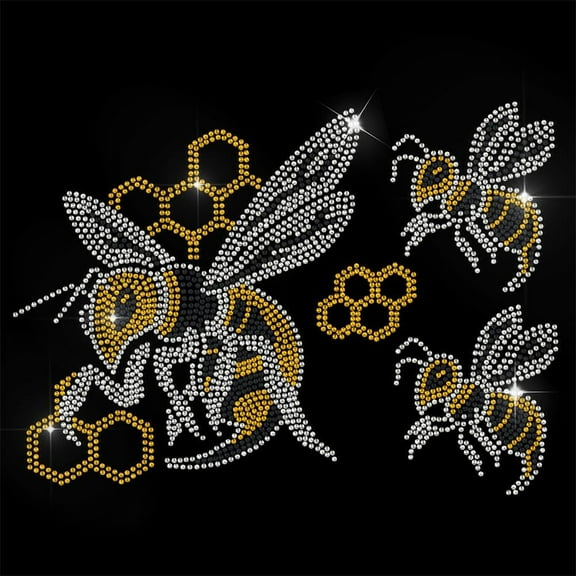 1 Pc Wasp Hive Rhinestone Iron on Hotfix Bling Clothing Repair Applique Heat Transfer Decal Heat Transfer Patch