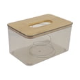 thumbnail image 1 of Unique Bargains 1 Pc Waterproof Suqare Tissue Box for Living Room Table Desk PET Bamboo Clear Black Medium, 1 of 3