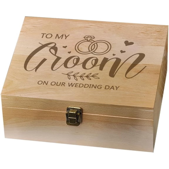 1 Pc Wedding Wooden Memory Keepsake Box Boudoir Photo Album Memory Box with Hinged Lid Photo Boxes for Office or Home Storage Keepsake Chest for Anniversary Wedding Memory Valentines Day
