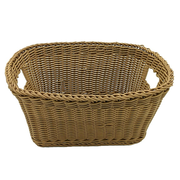 FRCOLOR Laundry Hamper Dirty Clothes Wicker Basket Simulation Rattan Laundry Holder Basket with Handle Playroom Storage Basket for Home Bedroom Decor,15.75"X11.81"X7.87"