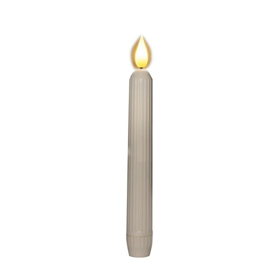 1 Pc Window Candles With Sensor Dusk to Dawn - Ivory Stripped Candlesticks With Suction Cups, Roman Column Battery Operated Flameless LED Taper for Christmas, 0.78x7.1 Inch, White