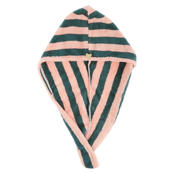 1 Pc Women Breathable Stripe Hair Drying Towel for Bathroom Vacation Pink Navy Blue Coral Velvet