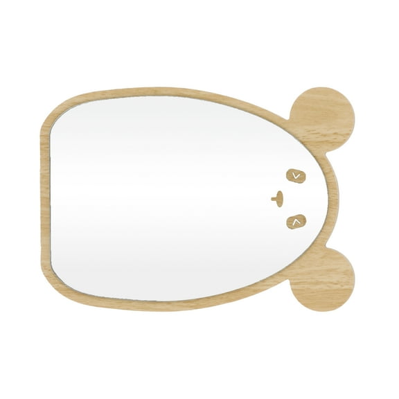 1 Pc Women Cartoon Panda Desktop Cosmetic Mirror for Beauty Parlor Wood Color Wood Silver Mirror