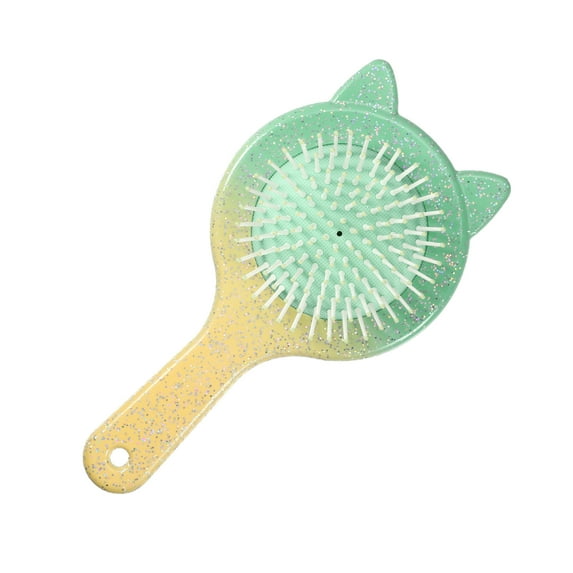 1 Pc Women Cat's Ears Airbag Hair Comb for Straight Curly Hair Green Yellow ABS TPR