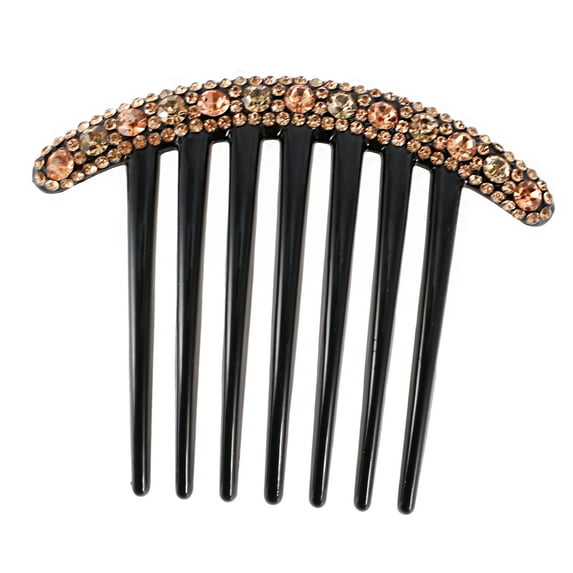 1 Pc Women Comfortable Hair Insert Comb for Straight Thick Curly Hair Champagne Resin Rhinestone