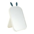thumbnail image 1 of 1 Pc Women Convenient Cartoon Ears Desktop Cosmetic Mirror for Travel White Plastic Glass Mirror, 1 of 2
