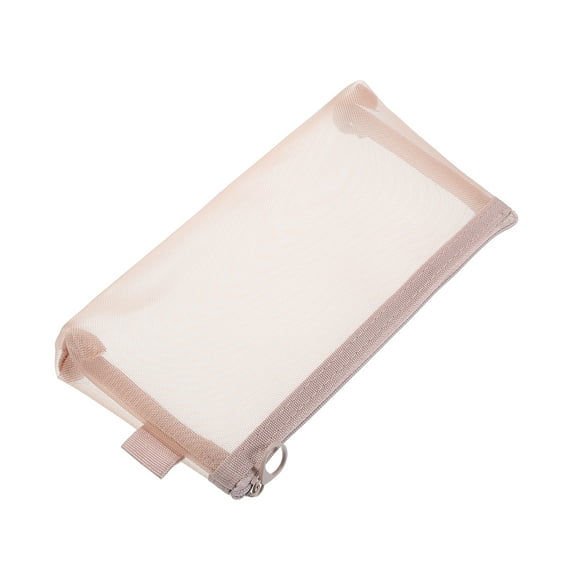 1 Pc Women Convenient Travel Cosmetic Bag for Vacation Outdoor Activities Pink Nylon Mesh