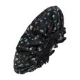 thumbnail image 1 of 1 Pc Women Double Layer Alphabet Pattern Shower Cap for Bathroom Vacation Black Polyester Cotton PEVA, 1 of 2