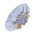 thumbnail image 1 of 1 Pc Women Double Layer Alphabet Pattern Shower Cap for Bathroom Vacation Blue Polyester Cotton PEVA, 1 of 2