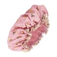 thumbnail image 1 of 1 Pc Women Double Layer Gilded Butterfly Shower Cap for Bathroom Travel Rose Red Polyester Cotton PEVA, 1 of 2
