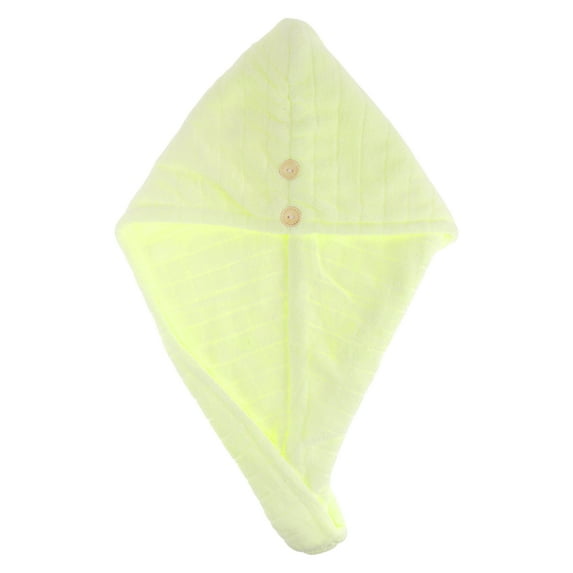 1 Pc Women Double Layer Grid Hair Drying Towel for Bathroom Vacation Travel Yellow Coral Velvet