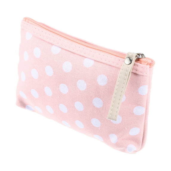 1 Pc Women Durable Dots Cosmetic Bag for Travel Vacation Bathing Wedding Pink Canvas