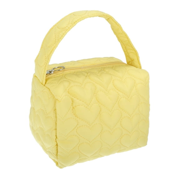 1 Pc Women Durable Heart Makeup Bag for Vacation Camping Wedding Travel Yellow Polyester