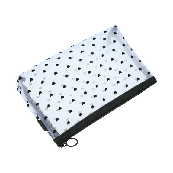 1 Pc Women Durable Large Travel Cosmetic Bags for Vacation Business Travel Black Nylon Mesh