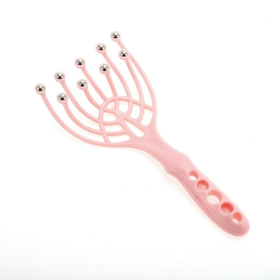 Unique Bargains 1 Pc Women Durable Nine Claws Style Head Massager for Home for Office Plastic Steel Ball Pink