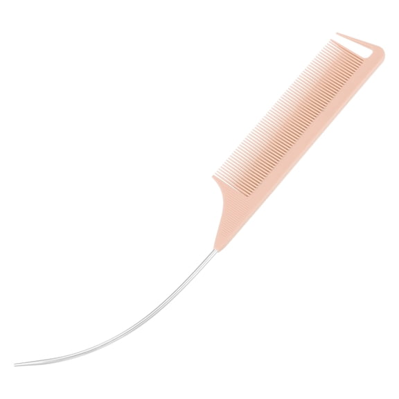 1 Pc Women Durable Rat Tail Comb for Curly Thick Straight Wavy Thin Hair Pink Nylon Steel Needle