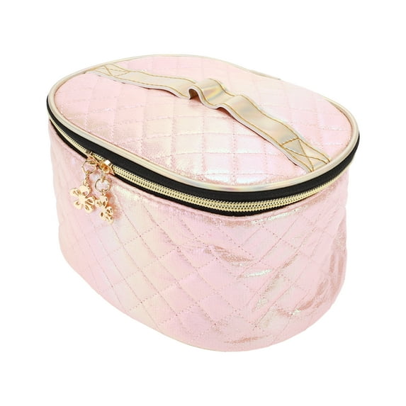 1 Pc Women Durable Travel Makeup Bag for Vacation Outdoor Activities Pink PU