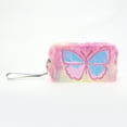 thumbnail image 1 of 1 Pc Women Embroidered Butterfly Makeup Bag for Travel Light Pink Yellow Blue Plush, 1 of 2