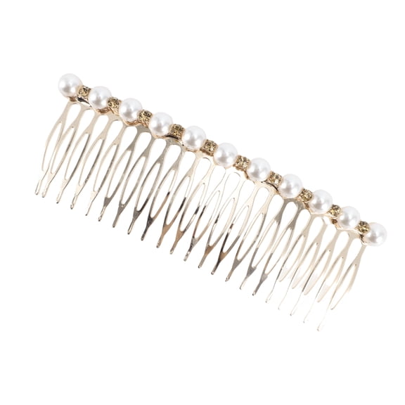 1 Pc Women Faux Pearl Hair Insert Comb for Thick Wavy Curly Hair Gold Tone Alloy