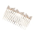 thumbnail image 1 of 1 Pc Women Faux Pearl Triangle Hair Comb Insertion Tool for Wavy Hair Gold Tone Alloy, 1 of 2