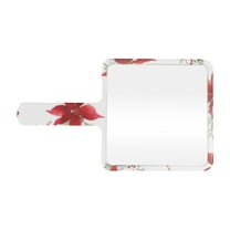 1 Pc Women Floral Square Handheld Mirror for Business Travel White Green Red Plastic Aluminum Mirror