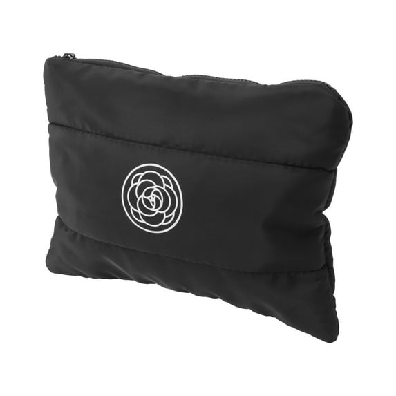 1 Pc Women Flower Handheld Travel Makeup Bag for Vacation Business Travel Black Cotton