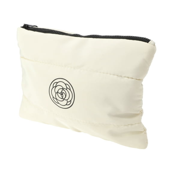 1 Pc Women Flower Handheld Travel Makeup Bag for Vacation Business Travel White Cotton