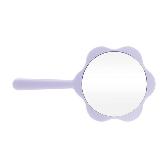 1 Pc Women Flower Shape Handheld Mirror for Business Travel Beauty Parlor Purple Plastic Glass Mirror