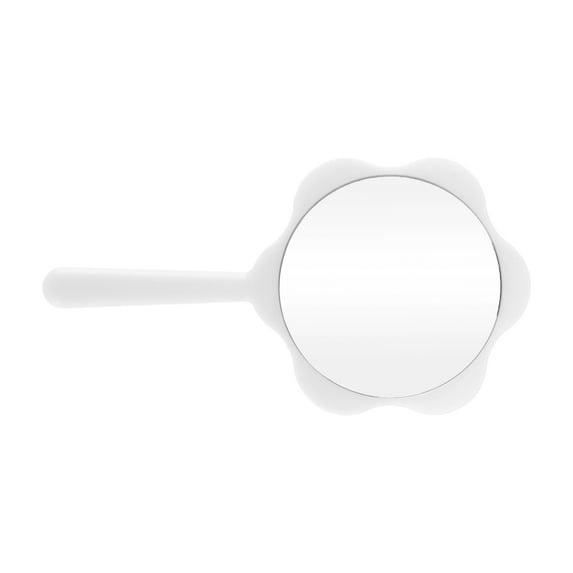 1 Pc Women Flower Shape Handheld Mirror for Business Travel Beauty Parlor White Plastic Glass Mirror