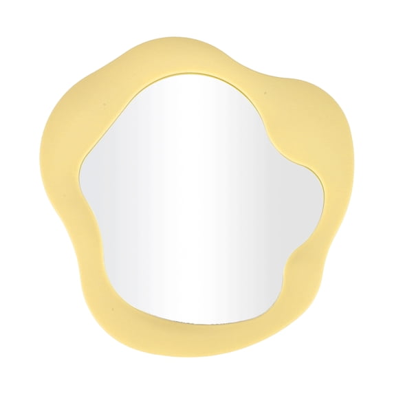 1 Pc Women Irregular Shape Desktop Cosmetic Mirror for Business Travel Yellow Plastic Silver Mirror