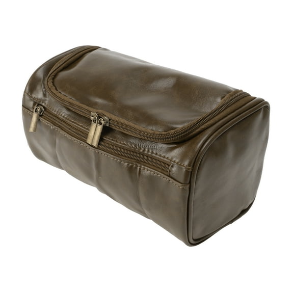 1 Pc Women Multifunctional Travel Makeup Bag for Vacation Business Travel Dark Brown PU