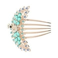 thumbnail image 1 of 1 Pc Women Peacock Style Hair Insert Comb for Straight Thick Wavy Hair Blue Alloy Rhinestone, 1 of 3